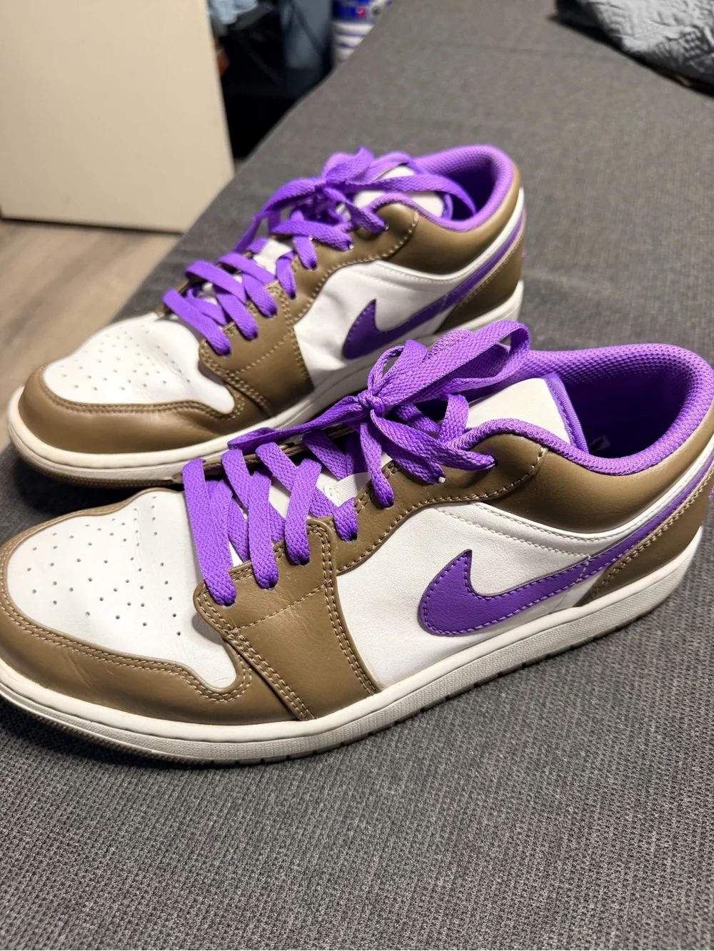 Jordan Low-Top Sneakers in Purple, White & Brown